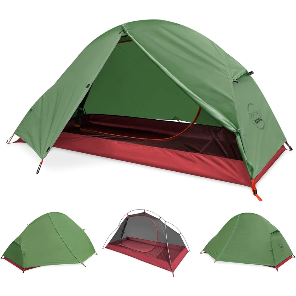 Green color tent for camping and hiking